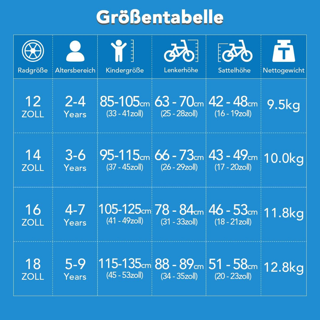 STITCH Kinderfahrrad für 3-9 Jahre Mädchen & Jungen, 14/16/18 Zoll Kinderfahrrad mit Stabilisatoren