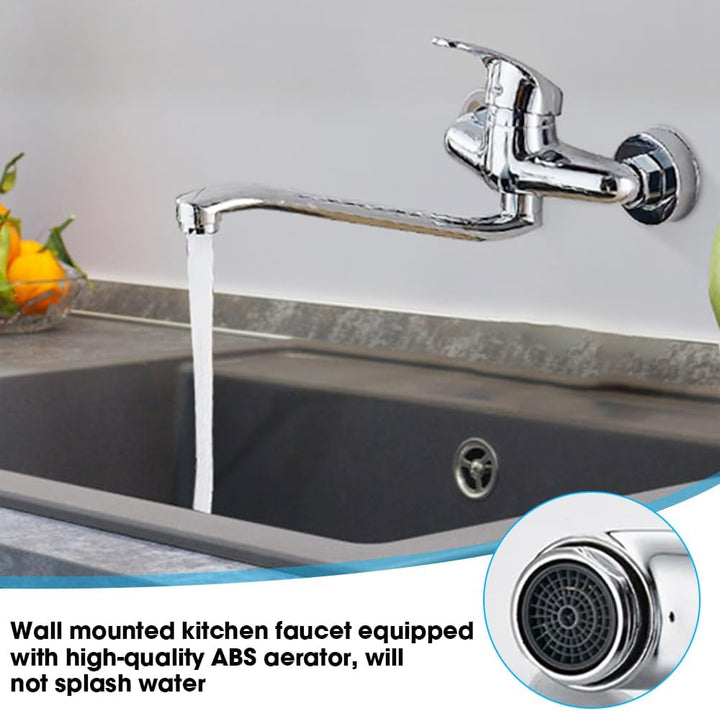 Wasserhahn Wandmontage, 360° Drehbar Wasserhahn Küche Wandarmatur, Mischbatterie Küchenspüle, Wand-S