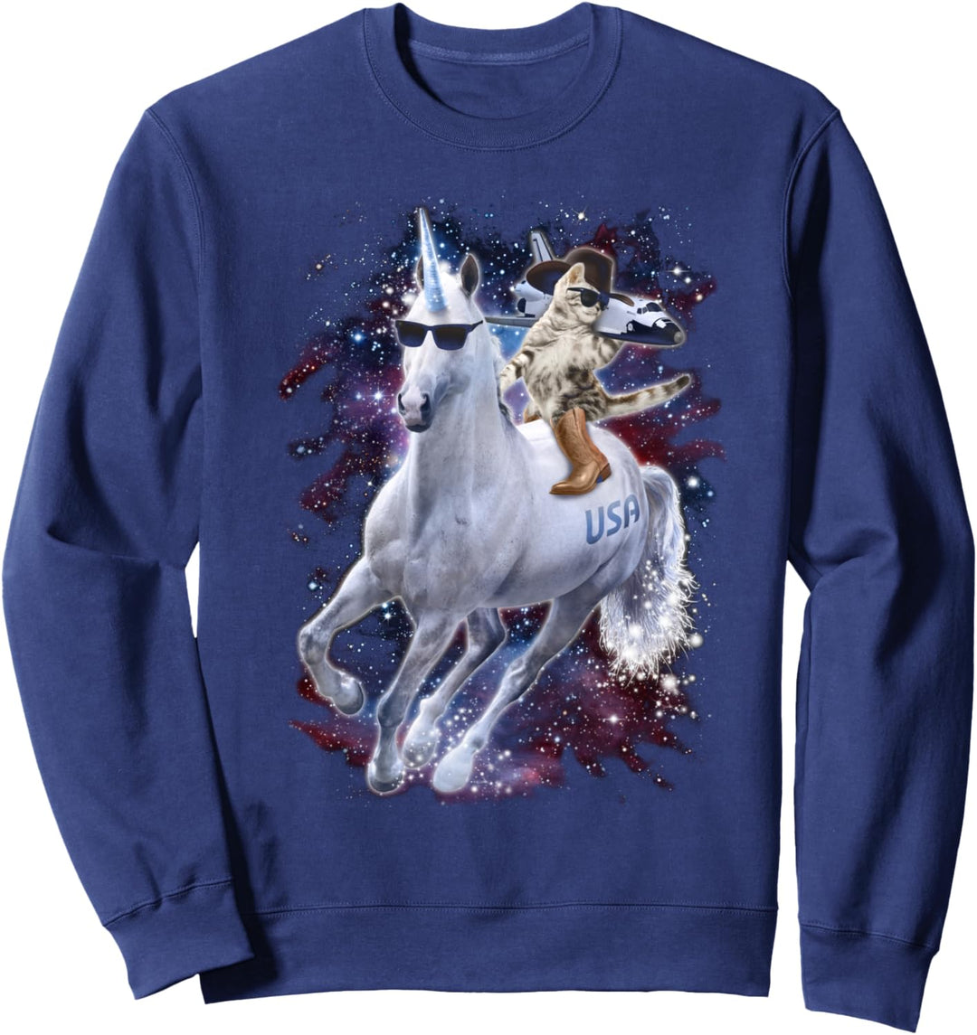 Space Unicorn Cowboy Cat Galaxy Rocket Funny Sweatshirt