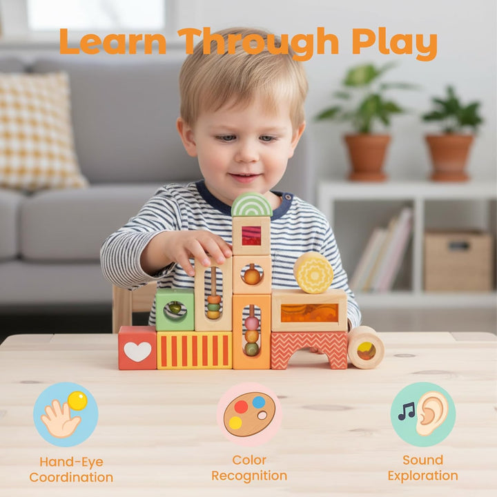 12 Stück Regenbogen Sound Komponenten Kinder Baby Stimme Block Spielzeug Set Bunte Bausteine Klangba