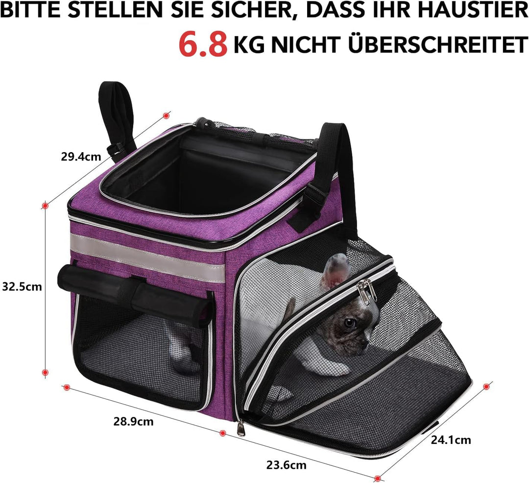 Haustier Fahrradtasche für Hunde Katzen, Haustier Rucksäke mit Vorne Atmungsaktiv Netzfenster, Faltb