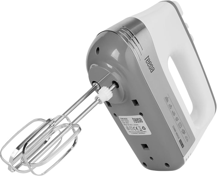 Teesa Handmixer mit Drehschale Leistung 500W TSA3548 5 Stufen Drehzahlregelung Turbo-Funktion, Weiss