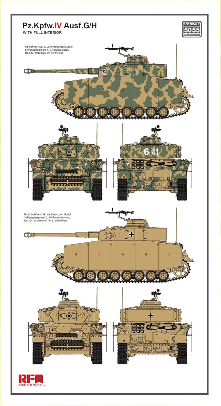 (M) Rye Field Model RM-5055 - 1/35 Pz.Kpfw.IV Ausf. G/H with full interior