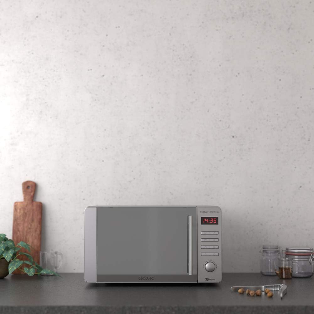 Cecotec Pro Clean 5120 Mirror Mikrowelle 700W Grill 800W 20L Garraum Ready 2 Clean Beschichtung 3 D