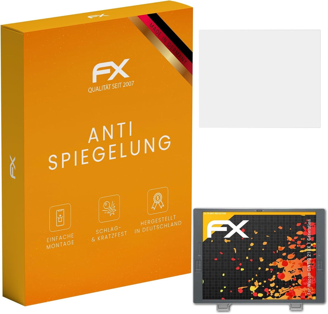atFoliX Panzerfolie kompatibel mit Wacom CINTIQ 21UX 1 Generation Schutzfolie, entspiegelnde und sto