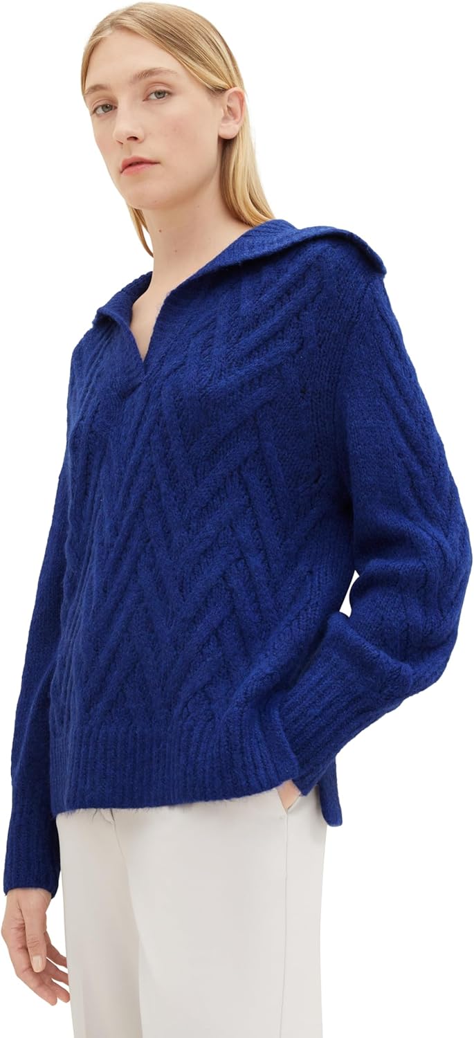 TOM TAILOR Damen Pullover M 33965 - Crest Blue Melange, M 33965 - Crest Blue Melange