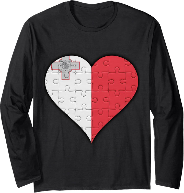 Malta Maltesische Flagge Herz Langarmshirt