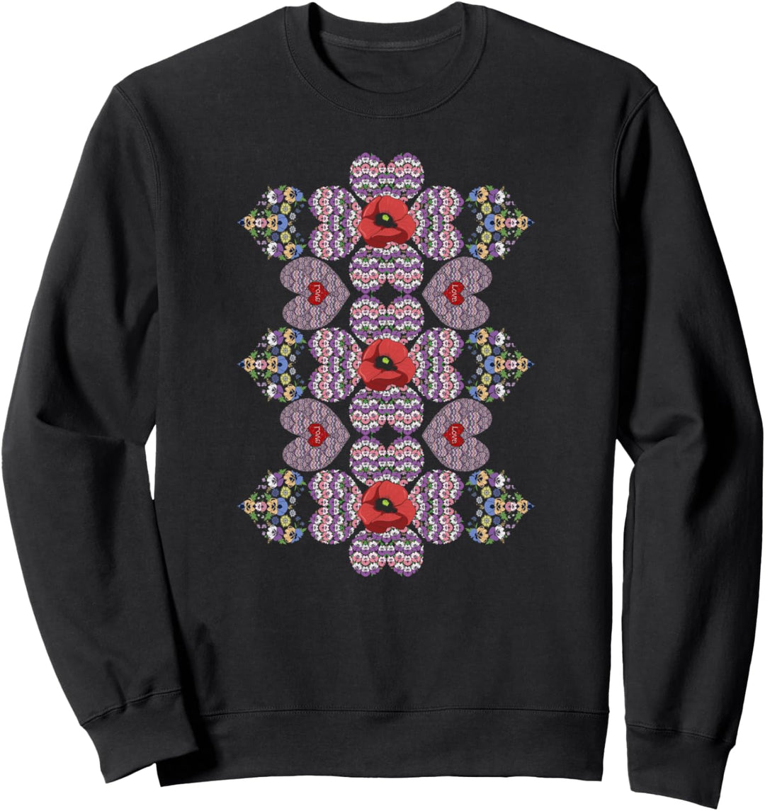 Ukraine Hearts Floral Pop Art Tee Ukrainischer Vyshyvanka-Stil Sweatshirt