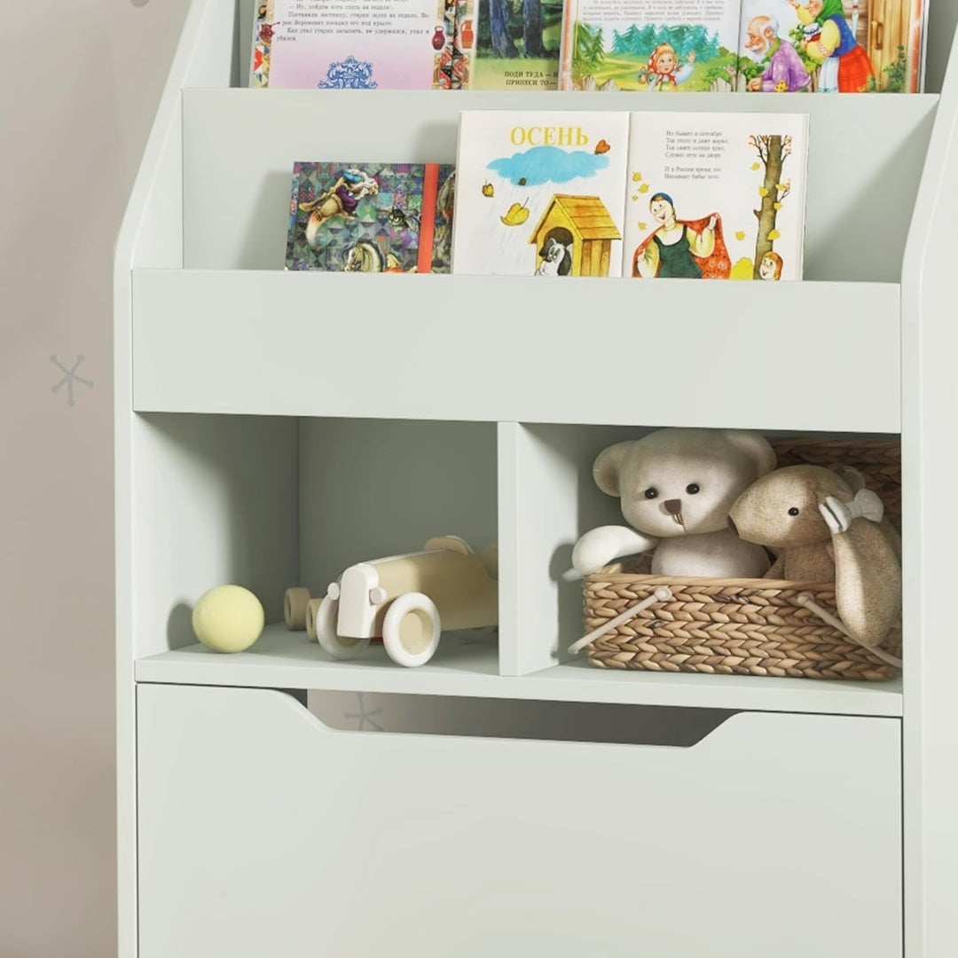 HOMCOM Kinder Bücherregal Kinderregal mit Schublade, 3 Ablagefächern und 2 offenen Fächern, Aufbewah