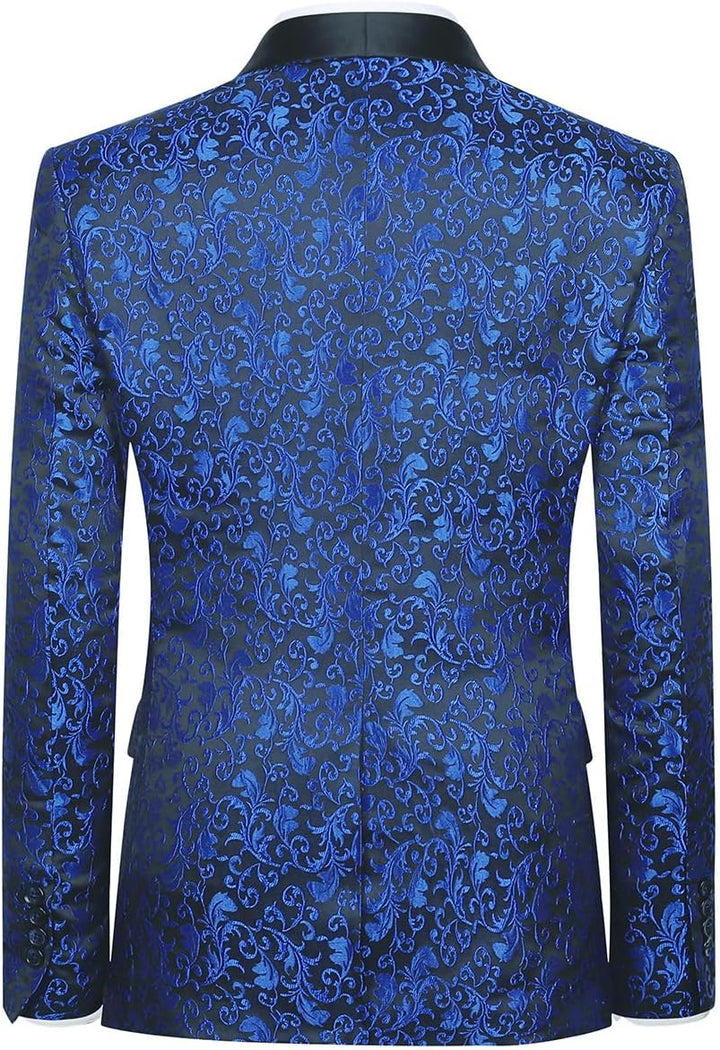 Allthemen Sakko Herren Slim Fit Jacquard Bunte Sakko Casual Blazer Glitzer Smokingjacke Anzugjacke f