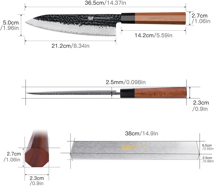 FINDKING Dynasty Serie Japanisches Kochmesser, Professionelles Küchenmesser, Klinge aus 9Cr18MoV-Sta
