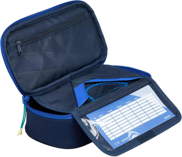 Satch Schlamperbox extra gross inkl. Trennfach Reissverschlussfach Stiftehalter Geodreieck Sichtfens