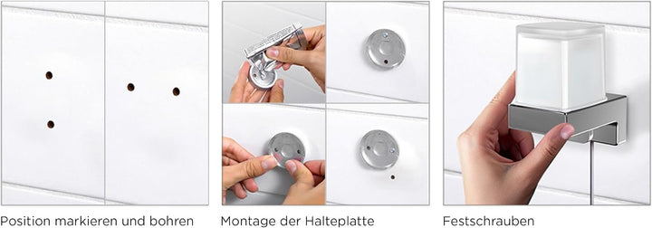 Emco Cue Toilettenbürstengarnitur ohne Deckel, markante WC-Bürste zum Schrauben oder Kleben, hochwer