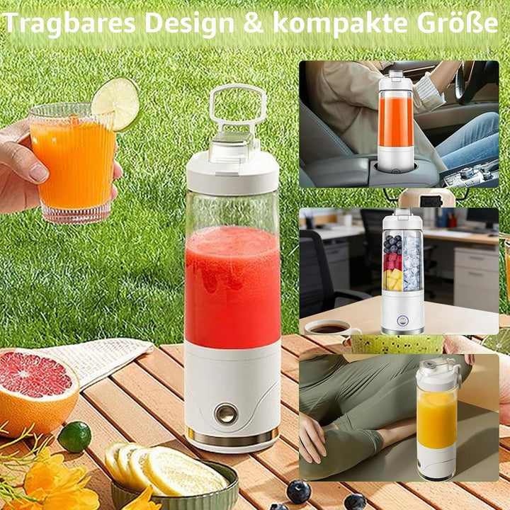 Tragbarer Mixer Smoothie Maker, 650ml Abnehmbarer Behälter mit 4000mAh Kabellos, Mini Standmixer Zer