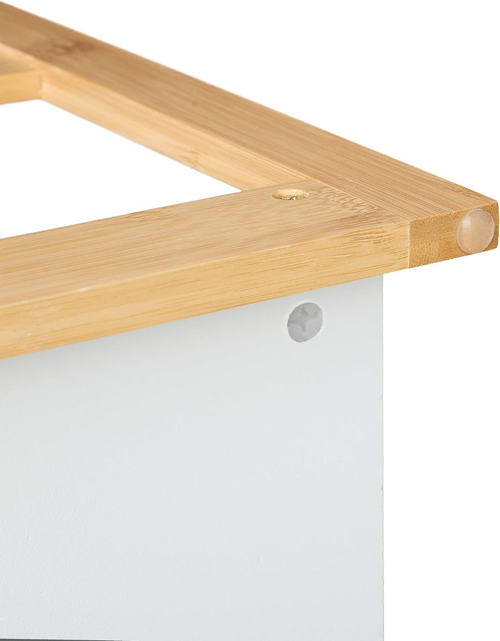 Relaxdays Badregal, 3 Ablagen, HxBxT: 35x34x20 cm, Tischregal für Badezimmer & Küche, Bambus, MDF, n