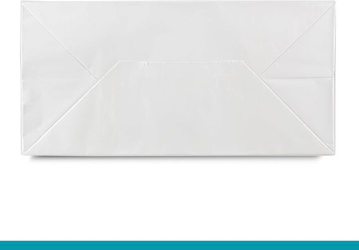 Commerline Papiertüten 250 Stück, Weiss, 32+17x27 cm | Kraftpapier Tüten Klein Mit Henkel | Tragetas