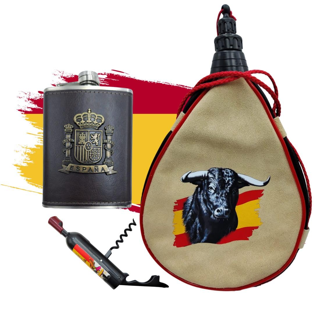 Weinstiefel 1,5 Liter, Flachmann und Flaschenöffner 2-in-1 (Weinflasche 1,5 Stier, Flaschenöffner un
