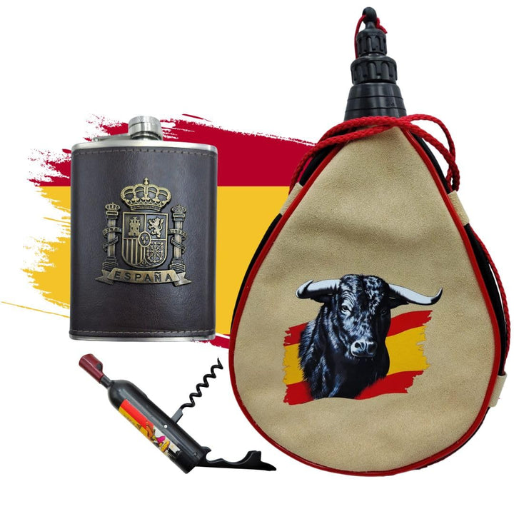 Weinstiefel 1,5 Liter, Flachmann und Flaschenöffner 2-in-1 (Weinflasche 1,5 Stier, Flaschenöffner un