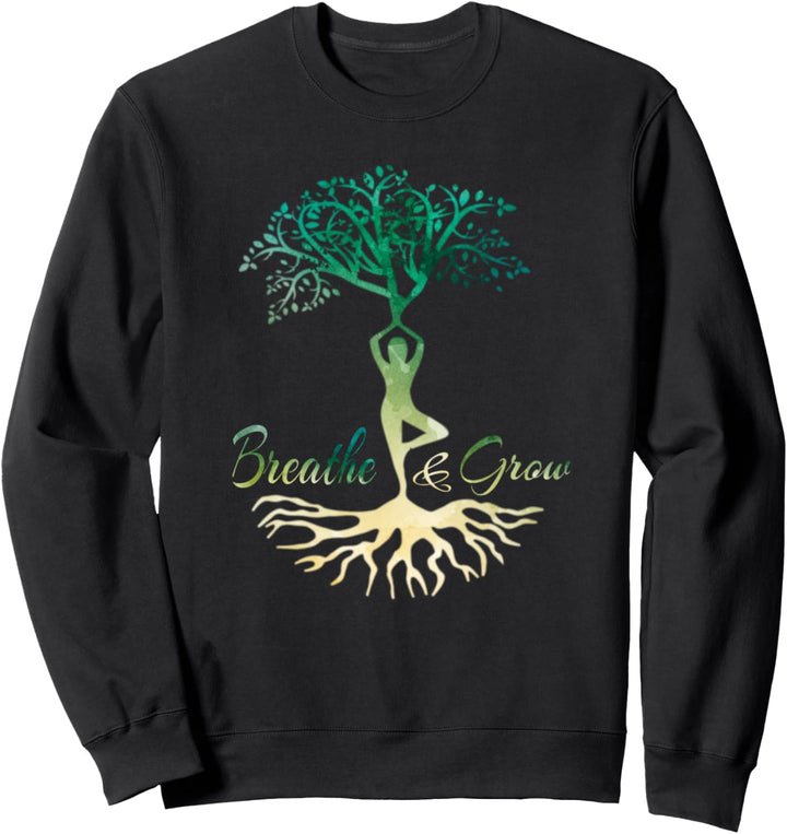 Lebensbaum Yoga Baum des Lebens Atme und Wachse Meditation Sweatshirt