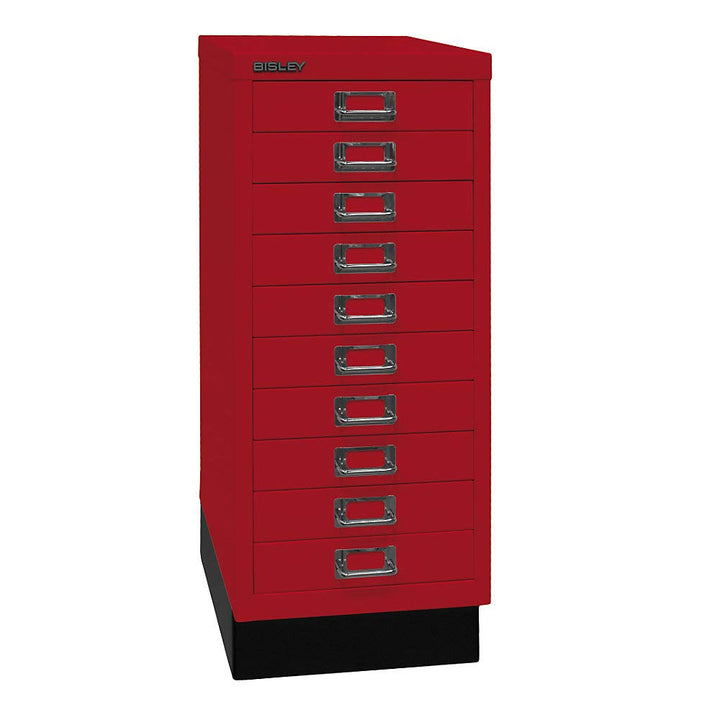 BISLEY MultiDrawer, 29er Serie mit Sockel, DIN A4, 10 Schubladen, Metall, 670 Kardinalrot, 38 x 27.9