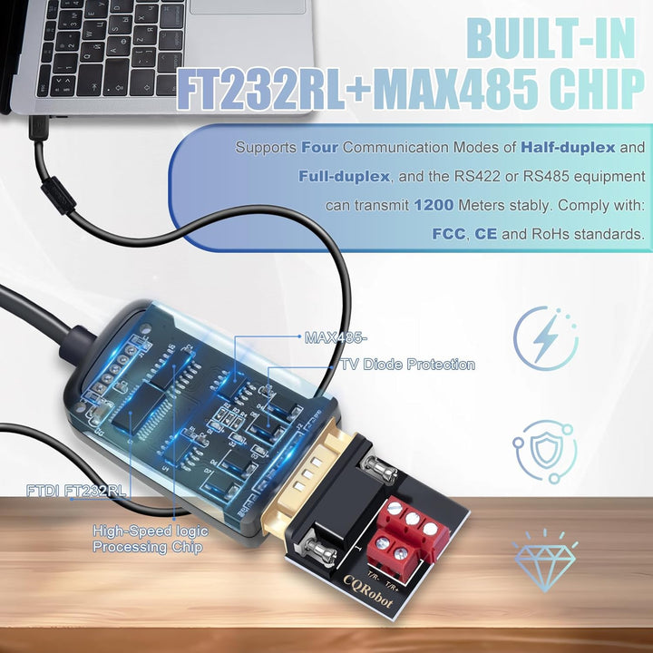 CQRobot USB zu RS422 oder RS485 Serielle Konverter-Adapterkabel mit FTDI-FT232-Chip zum Windows 10 8