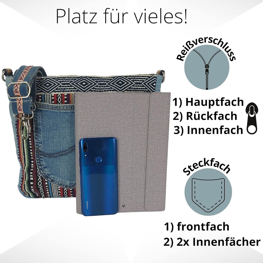 Sunsa Damen Taschen Umhängetasche Handtasche Canvas & Jeans. Grosse Boho Crossbody Tasche/bag Schult