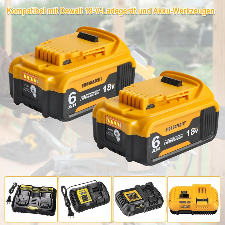 2PACK- QUPERR DCB200 5.0Ah 18V XR Li-ion Ersatzakku für DeWalt Akku 18V DCB180 DCB181 DCB182 DCB184