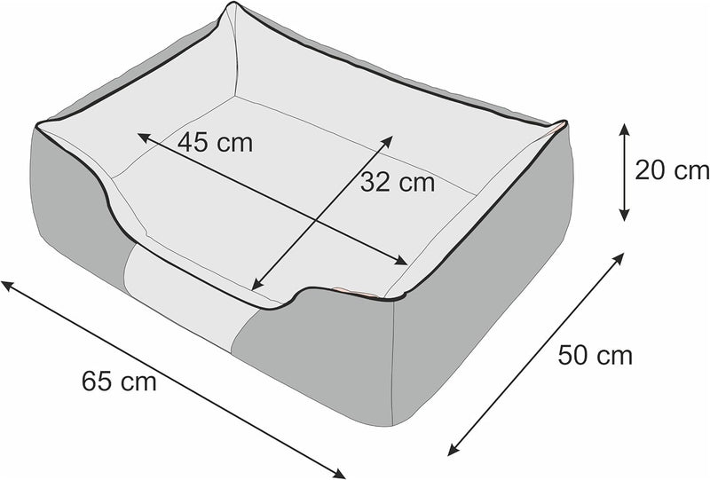 Hobbydog CORSCL12 Hundebett Hundesofa Hundekorb Tierbett Comfort, L, 65 x 50 cm, grau mit einem rote