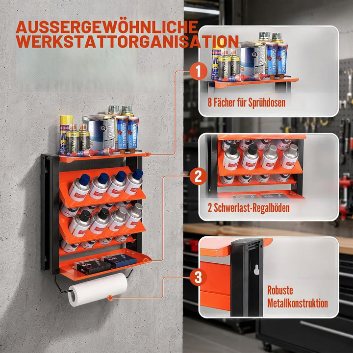 Dosenhalter 8 Stück Spraydosenhalter, Sprühdosenhalter für Garage Werkstatt, robuster Sprühdosen-Org