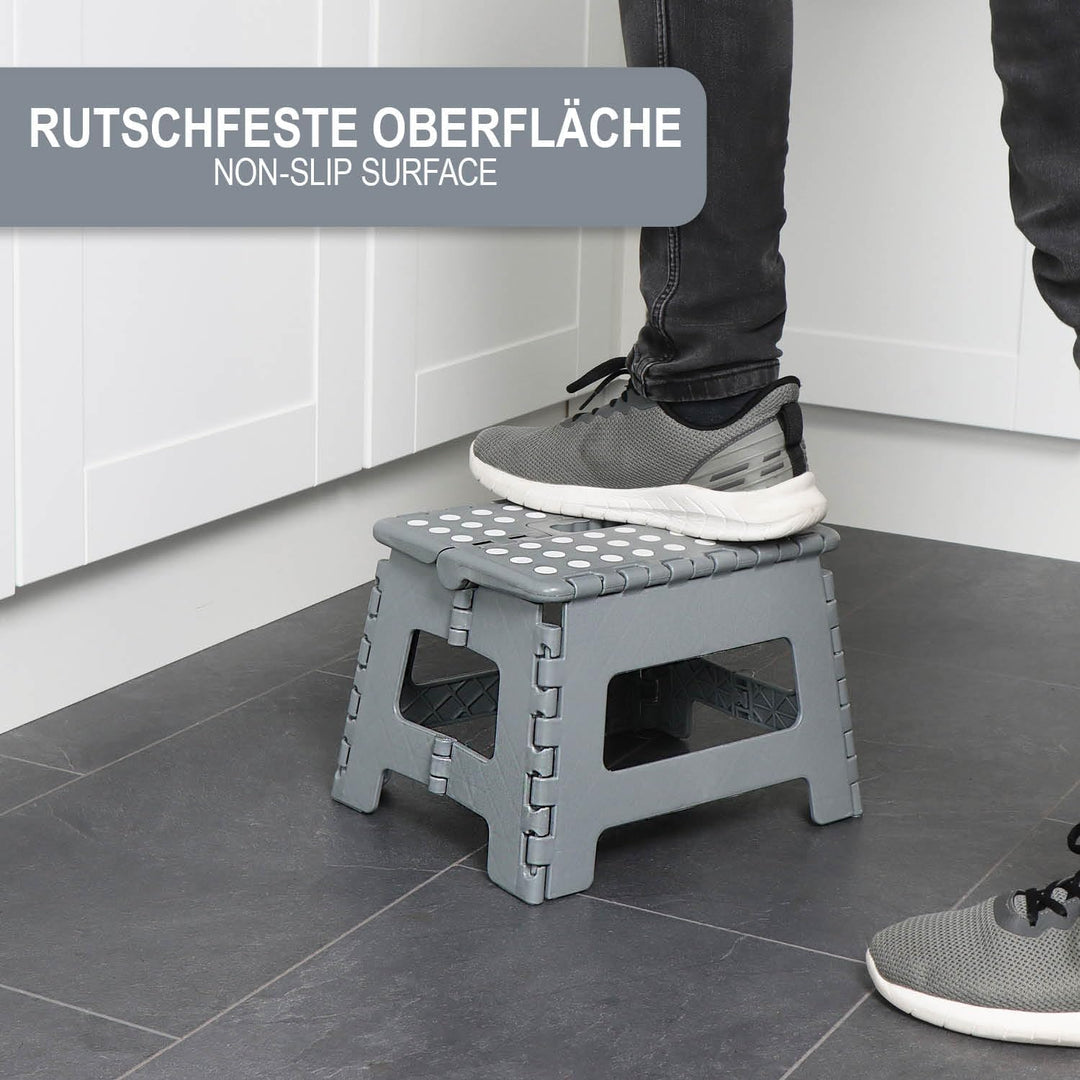 com-four® Klapptritt mit Gumminoppen - Faltbarer Tritthocker - tragbare Aufstiegshilfe für Haushalt,