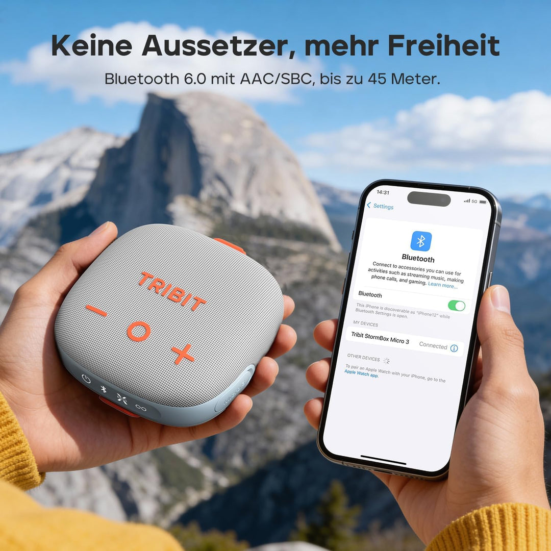 Tribit Bluetooth Portable Lautsprecher StormBox Micro 3, Grayish White