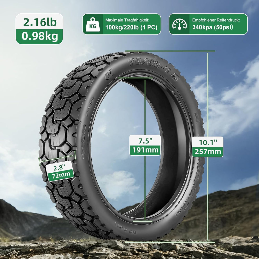 70/60-7,5 Ersatzreifen für Segway Ninebot ZT3 Pro, 11 Zoll Selbstreparierender Schlauchlose Reifen C