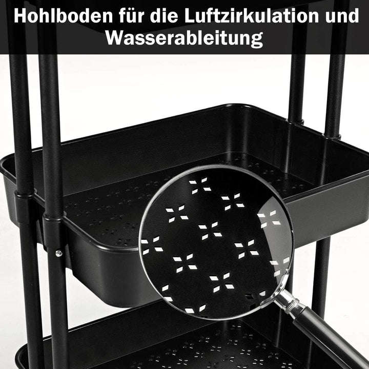 COSTWAY Servierwagen auf Rollen, Küchenwagen mit Metallrahmen, Rollwagen mit3 Regale, Allzweckwagen
