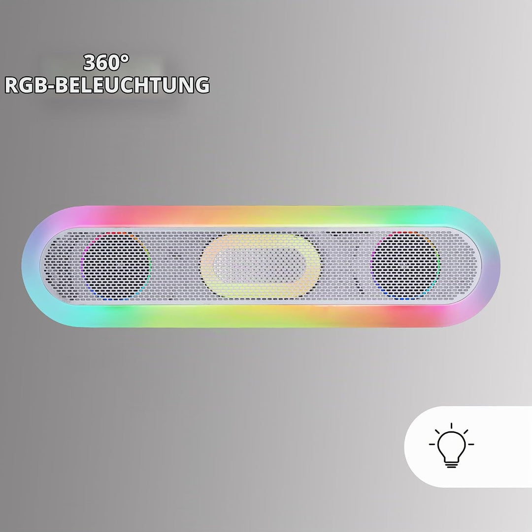 MARSGAMING MSB-ORB, Tragbarer Lautsprecher + Soundbar 20W, Orbilight RGB 360° Beleuchtung, Soundbar