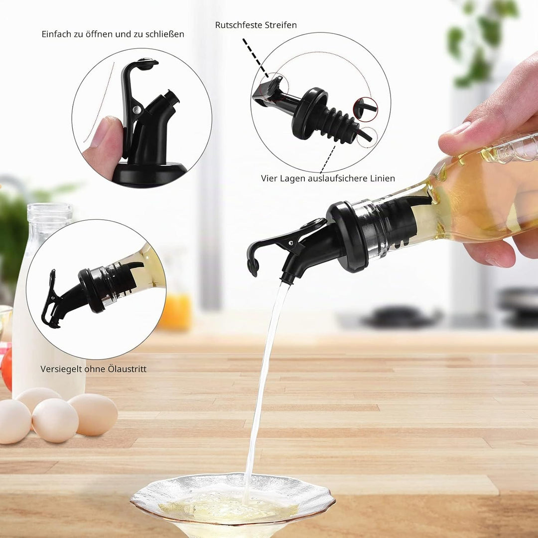 Ölflasche,Ölspender mit Trichter 6 x 250 ml, Ölflasche aus Dickem Glas ohne Blei, Essig und Ölflasch