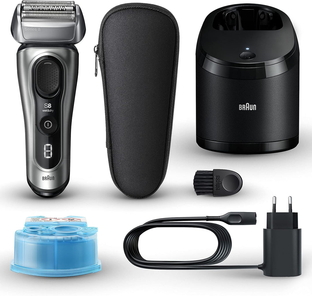 Braun Series 8 Rasierer Herren mit 4+1 Scherkopf, Elektrorasierer, Präzisions-Langhaarschneider, Rei