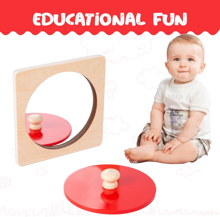 Montessori Baby Spiegel Spielzeug,Montessori Spiegel Peekaboo Knopf Puzzle-Jumbo Knopf Baby Puzzles