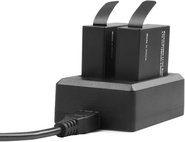 AKASO Action Cam Battery Charger, 2 x 1350 mAh Battery, with LED Micro USB Double Hole Charger for A