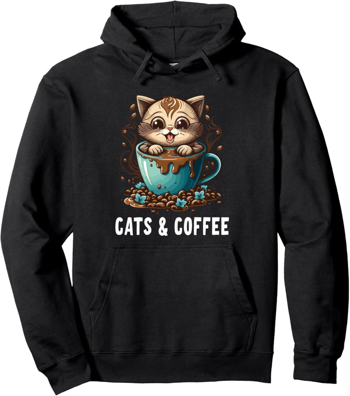 Cats and Coffee Pullover Hoodie