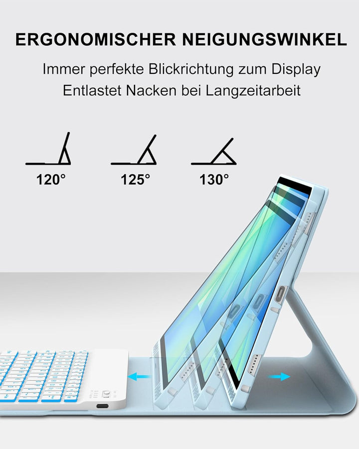 Für Samsung Galaxy Tab S10 FE Hülle mit Tastatur 7-Farben Beleuchtung, für S9 FE/S9 10,9/11 Zoll (20