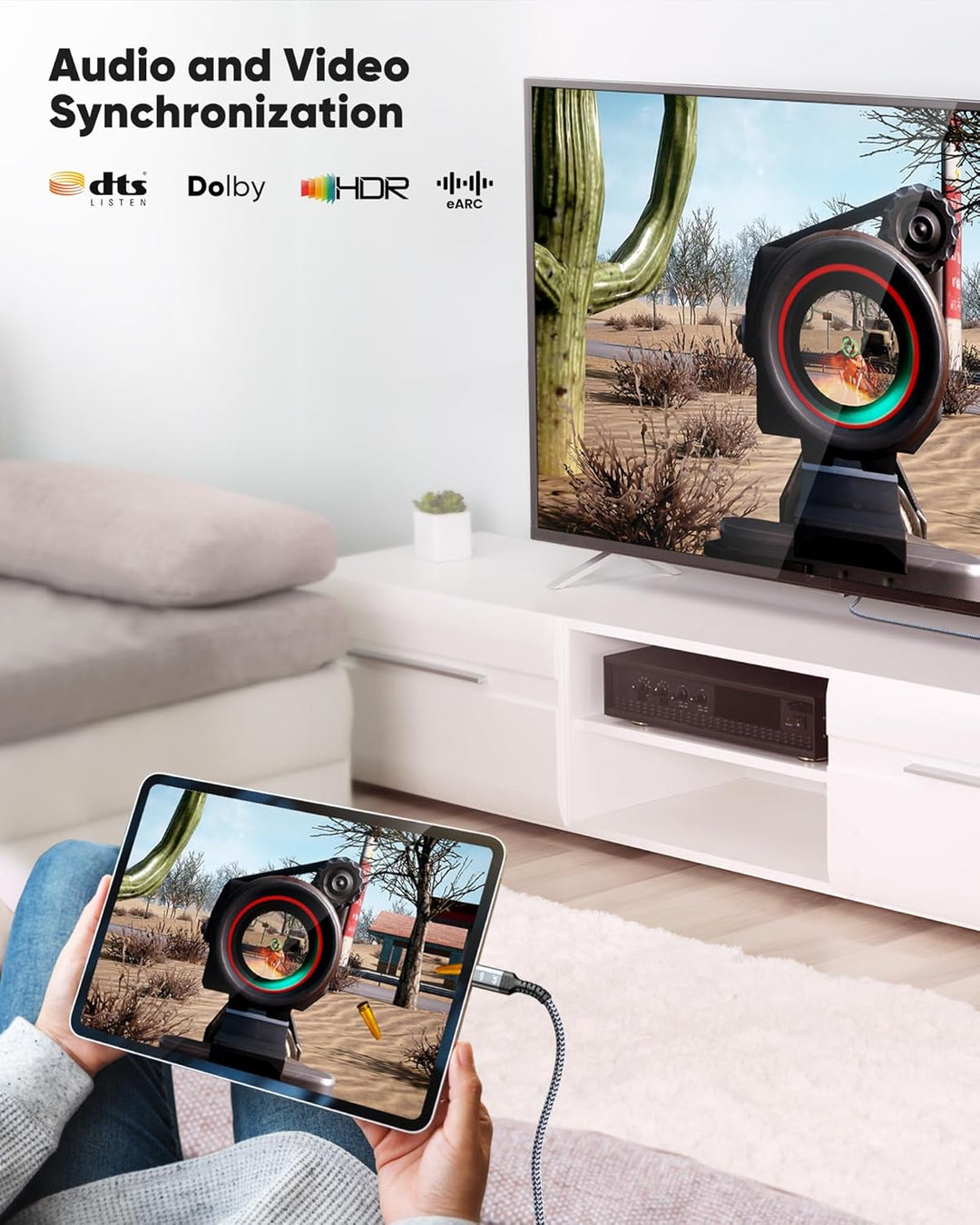 SNOWKIDS Mini HDMI auf HDMI Kabel 7,5M, 4K@60Hz 18Gbps HDMI auf Mini HDMI Kabel Nylon Braided Suppor