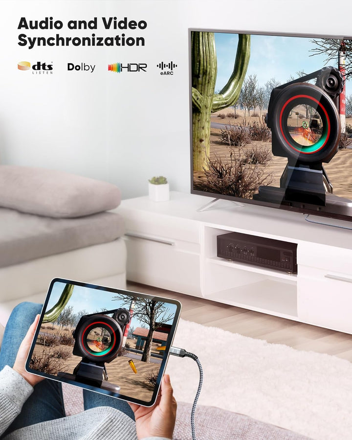 SNOWKIDS Mini HDMI auf HDMI Kabel 7,5M, 4K@60Hz 18Gbps HDMI auf Mini HDMI Kabel Nylon Braided Suppor