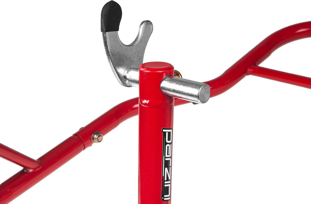 Motorradständer/Montageständer Parzini Strada hinten/Hinterrad, V-förmiger Adapter, rot, gummiert Un