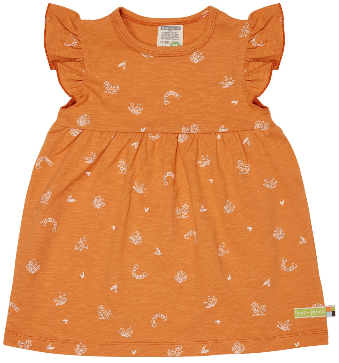 loud + proud Mädchen Slub Jersey, GOTS Zertifiziert Kinderkleid 98-104 Carrot, 98-104 Carrot