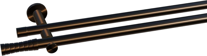 Tilldekor Gardinenstange HIGH-LINE CURVE, braun-antik, Ø 20 mm,2-Lauf, 200 cm, inkl. Trägern und End