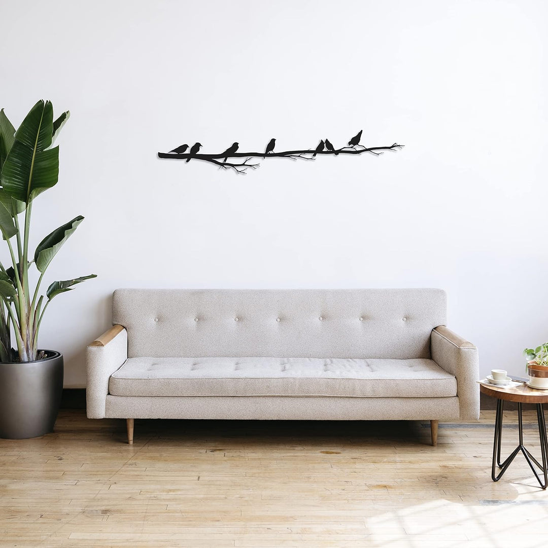 Decovieno Metall Vögel Wand Dekor, 60 cm Länge x 11 cm Breite x 3 cm Höhe, Schwarz