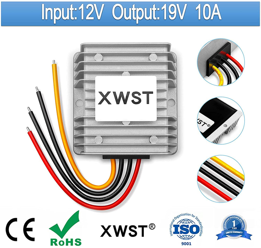 DC 12V auf 19V 10A 190W Spannungswandler Auto Netzteil Wandler Konverter Transformator Adapter DC 9-