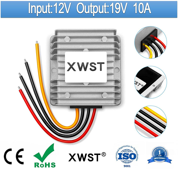 DC 12V auf 19V 10A 190W Spannungswandler Auto Netzteil Wandler Konverter Transformator Adapter DC 9-