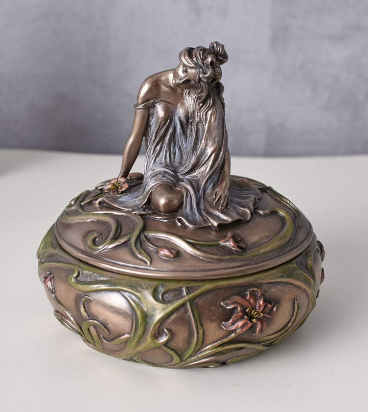 Romantische Schmuckschatulle Deckeldose Jugendstil Dame FrauenskulpturAN10292A4 Palazzo Exklusiv