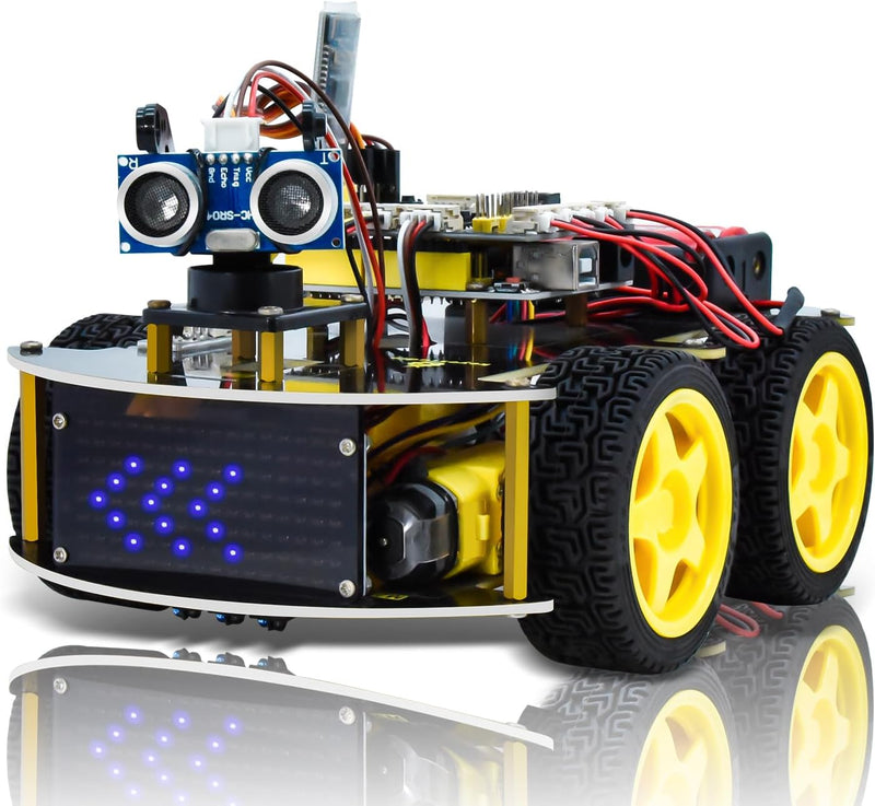 KEYESTUDIO 4WD Programmable Smart Car Robot Starter Learning DIY Kit for Arduino Electronics Program